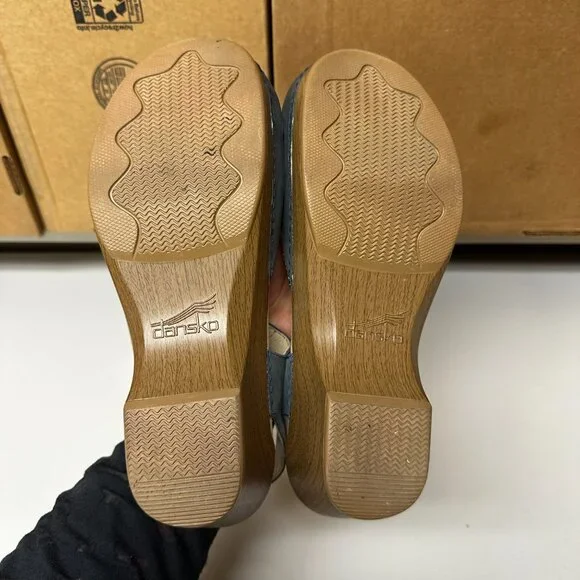 Dansko Blue Mules with Tan Sole - Picture 6 of 6
